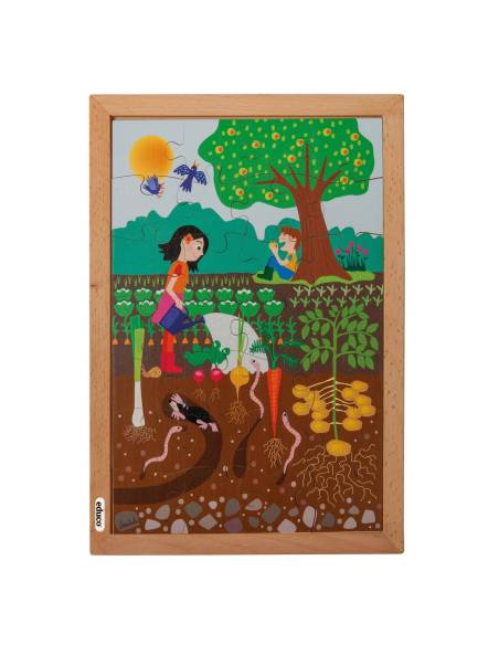 Puzzle éducatif « Le jardin » 28 pièces – découvrir la surface et le sous-sol