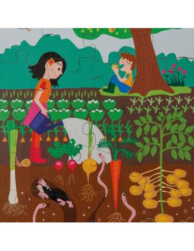 Scène du jardin, au-dessus et en dessous du sol, idéale pour l’observation et le langage