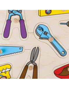 Puzzle à boutons en bois représentant des outils 2