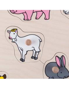 Puzzle à boutons en bois représentant les animaux de la ferme 2
