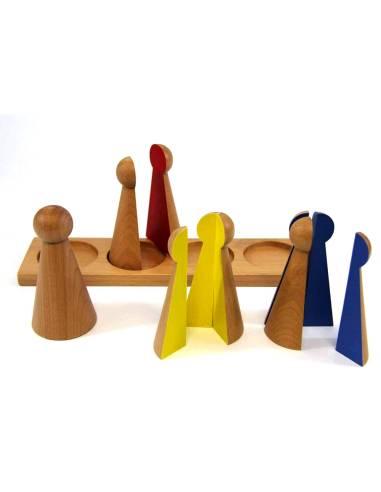 Quilles Montessori des fractions en bois peint