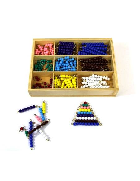 Coffret Montessori avec perles codées pour poser les multiplications