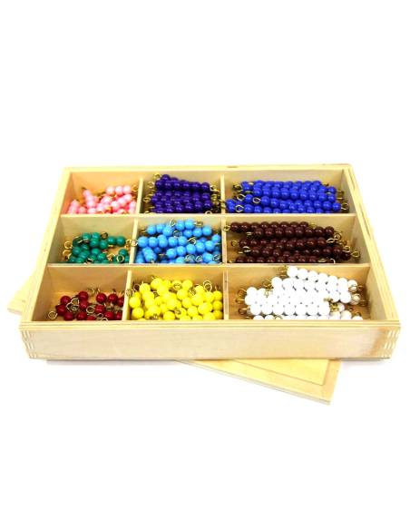 Boîte des perles pour le damier de la multiplication