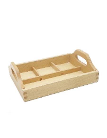 Plateau de tri Montessori en bois avec 4 compartiments