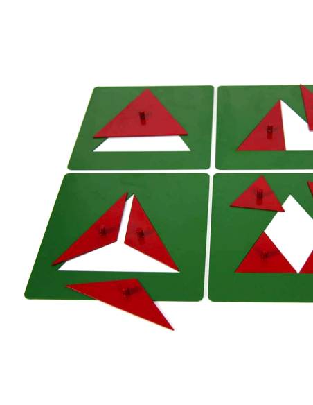 Matériel Montessori de géométrie sensorielle – triangles métalliques