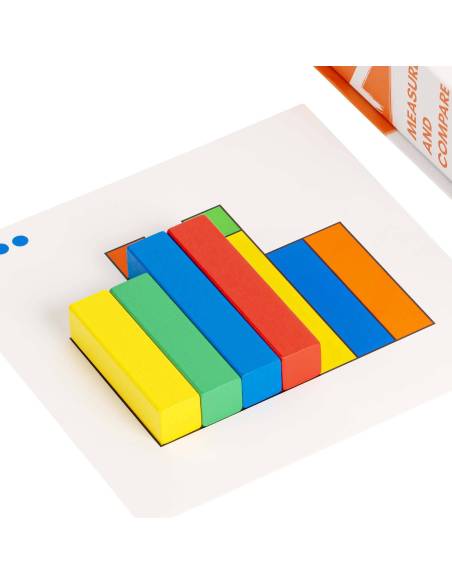 25 blocs de bois de différentes tailles à ordonner selon les fiches