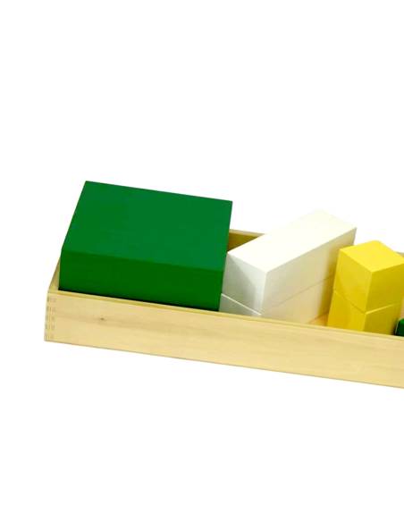 Un matériel Montessori pour visualiser et comprendre le développement du cube d’un binôme
