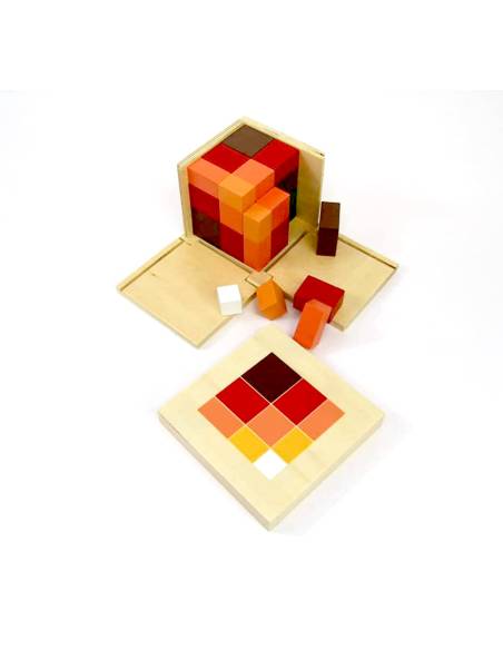 Cube Montessori du trinôme pour visualiser le développement algébrique
