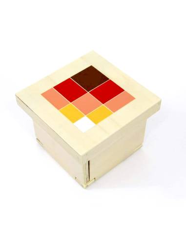 Matériel Montessori en blocs encastrables pour comprendre (a + b + c)³ de façon sensorielle