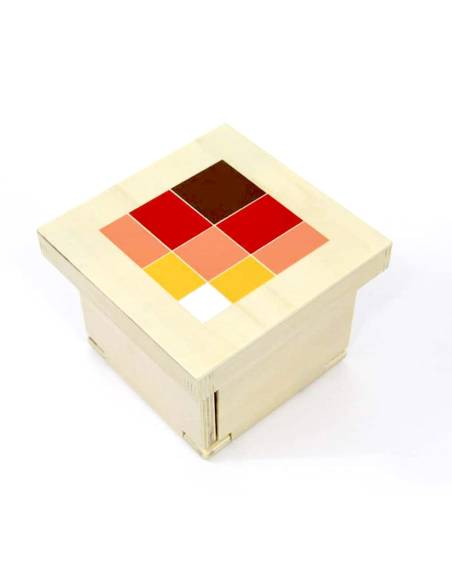 Matériel Montessori en blocs encastrables pour comprendre (a + b + c)³ de façon sensorielle