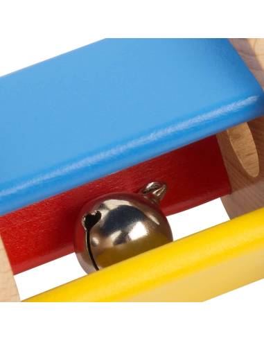 Hochet sensoriel pour bébé en bois avec grelot intégré