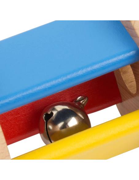 Hochet sensoriel pour bébé en bois avec grelot intégré