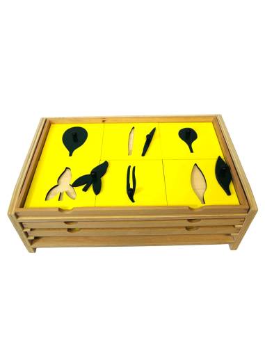 Cabinet Montessori avec 18 formes de feuilles
