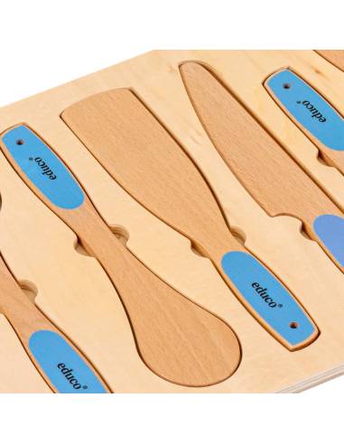 Ustensiles de cuisine réalistes en bois naturel pour enfant