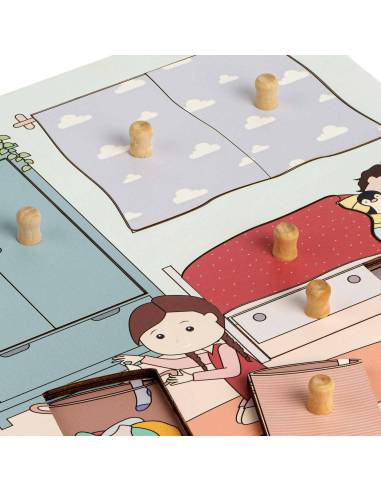 Puzzle en bois Montessori avec surprises sous les pièces – thème chambre