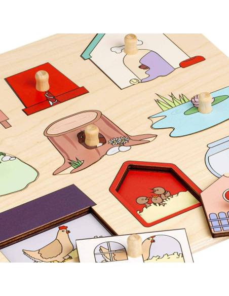Puzzle en bois Montessori sur les habitats des animaux