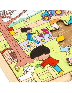 Puzzle en bois illustrant le printemps 2