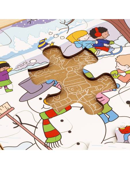 Puzzle de l’Hiver en bois, 9 pièces éducatives pour enfants