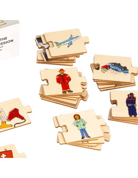 Associer les pièces de puzzles par métier – Jeu éducatif en bois