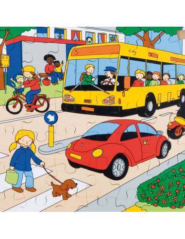 Puzzle Les transports urbains en bois – 49 pièces éducatives