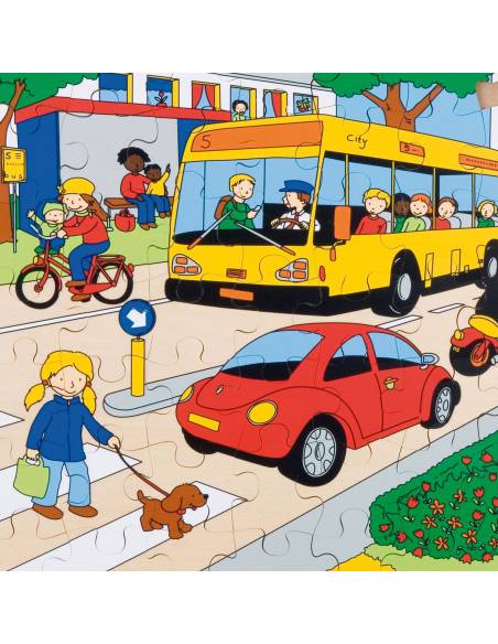 Puzzle Les transports urbains en bois – 49 pièces éducatives