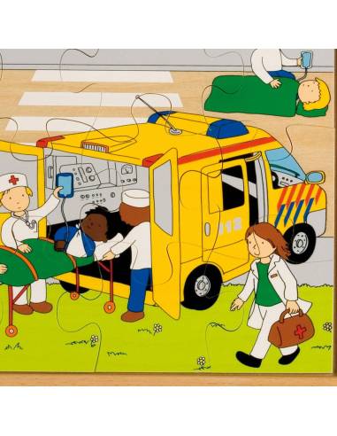 Puzzle L’accident en bois – 16 pièces éducatives sur la sécurité routière