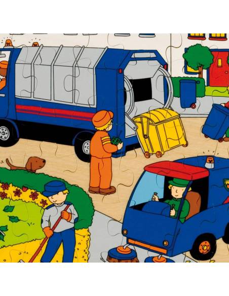 Puzzle Ramassage des déchets en bois – 49 pièces éducatives sur la citoyenneté et l’écologie