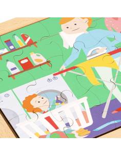 Puzzle en bois vie quotidienne linge 12 pièces 2