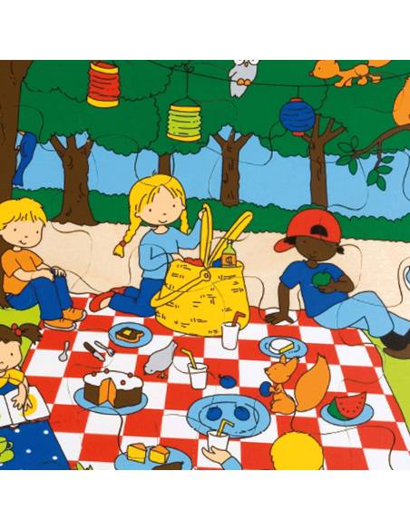 Puzzle Le pique-nique en bois – 24 pièces éducatives sur les activités des enfants