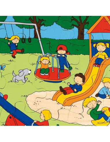 Puzzle L’aire de jeux en bois – 24 pièces éducatives sur les activités des enfants