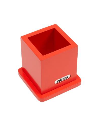 Pot à crayons en bois naturel, rouge ou bleu