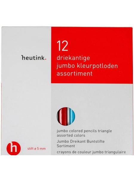 : Ensemble de 12 crayons triangulaires avec pointe large de 5 mm, présenté dans une boîte carton écologique et pratique