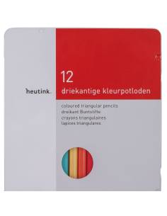 12 crayons triangulaires de couleur en boîte métallique 2