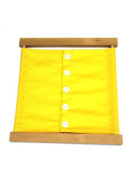 Cadre d’habillage Montessori petits boutons en bois et tissu