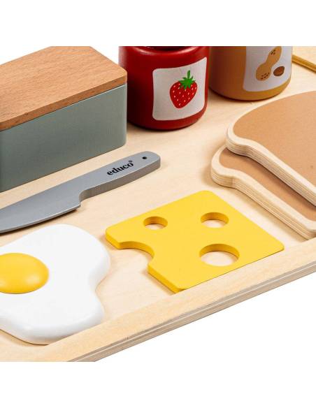 Un petit-déjeuner complet en bois – Jeu d’imitation éducatif
