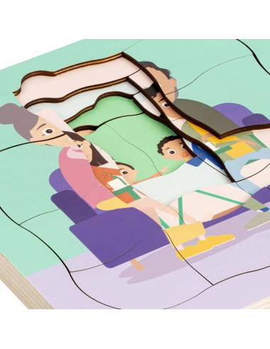 Un puzzle éducatif en bois à 5 couches pour illustrer les étapes de la vie humaine