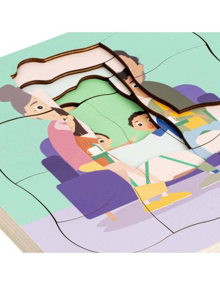 Un puzzle éducatif en bois à 5 couches pour illustrer les étapes de la vie humaine