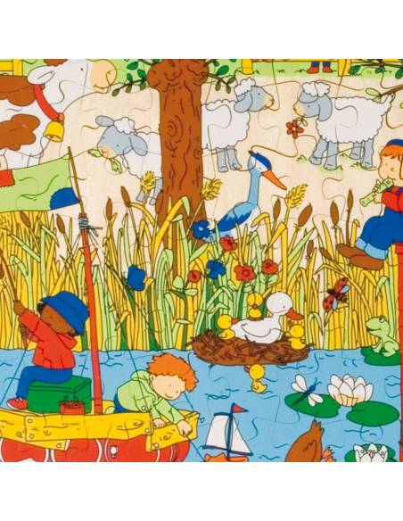 Puzzle éducatif représentant l’écosystème du lac vu de dessus et de dessous