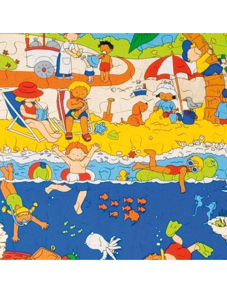 Coffret de 4 puzzles éducatifs illustrant la vie au-dessus et en dessous (mer, lac, forêt, ville)