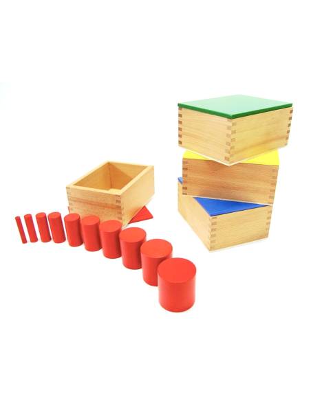 Cylindres de couleurs Montessori en bois pour discrimination visuelle