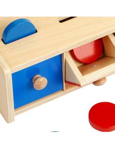Boîte à jetons Montessori avec tiroirs en bois 2