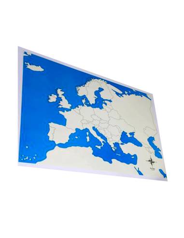 Carte de contrôle Montessori en couleurs représentant l’Europe, complément indispensable du puzzle de géographie