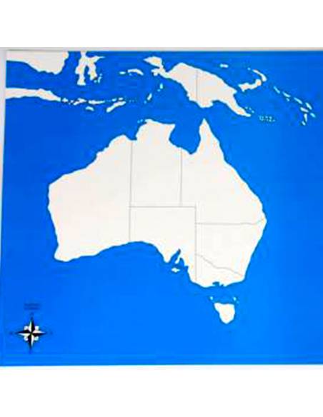 Carte de contrôle Montessori de l’Océanie – support visuel pour puzzle de géographie