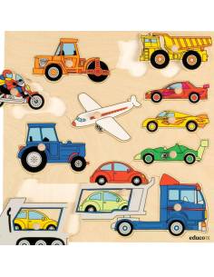 Puzzle encastrement en bois véhicules avec boutons 2