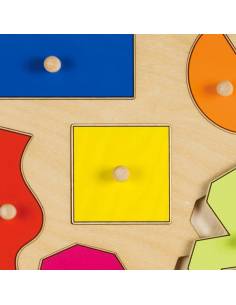 Puzzle en bois formes géométriques avec boutons 2
