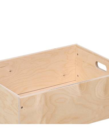 Coffre de rangement en bois massif pour matériel éducatif