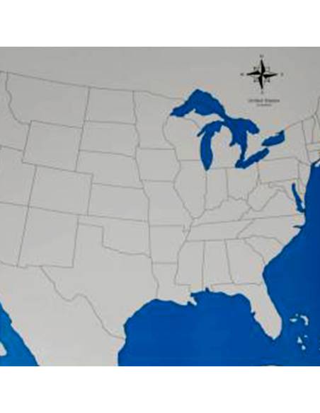 Carte de contrôle Montessori des États-Unis – support visuel pour puzzle de géographie