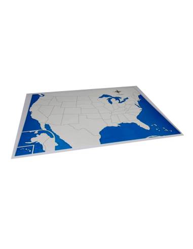 Carte de contrôle Montessori en couleurs représentant les États-Unis, complément indispensable du puzzle de géographie