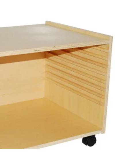 Cabinet Montessori en bois vide pour organiser et ranger les cartes et planches de géographie dès 4 ans