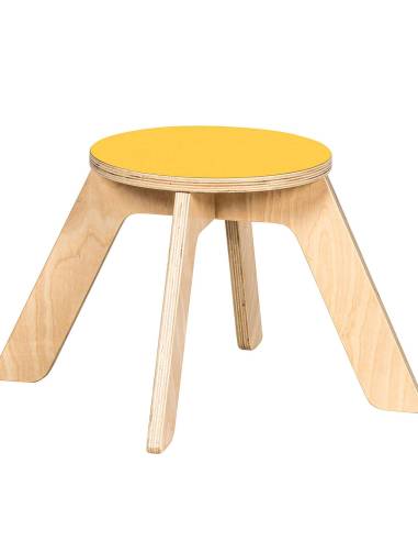 Tabouret Miks en bois massif, hauteur 26 cm, coloris jaune maïs